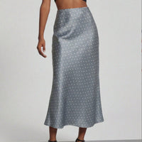 In-Stock Cross-Border Women's Clothing Wholesale European and American Style Elegant Satin Midi Skirt Slimming and Flowy