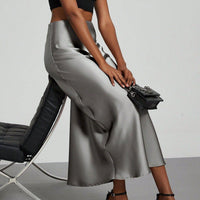 In-Stock Cross-Border Women's Clothing Wholesale European and American Style Elegant Satin Midi Skirt Slimming and Flowy