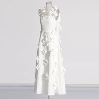 High-grade Stitching Three-dimensional Flower Sling Dress