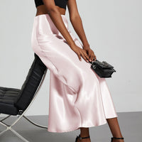 In-Stock Cross-Border Women's Clothing Wholesale European and American Style Elegant Satin Midi Skirt Slimming and Flowy