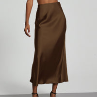 In-Stock Cross-Border Women's Clothing Wholesale European and American Style Elegant Satin Midi Skirt Slimming and Flowy