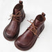 Women’s Pure Leather Chunky Big-Toe Ankle Boots