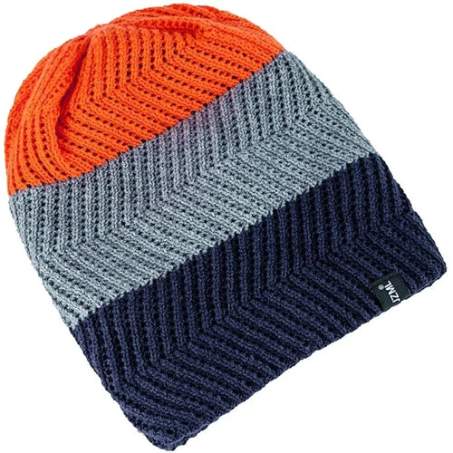 Unisex JZML Letter Label Decor Beanie Hat Casual Colorful Stripes Winter Knitted Hat Daily Life And Outdoor Ski Sports Cap