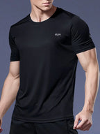 Mandotos International men's black quick dry compression sport t-shirt for fitness and running