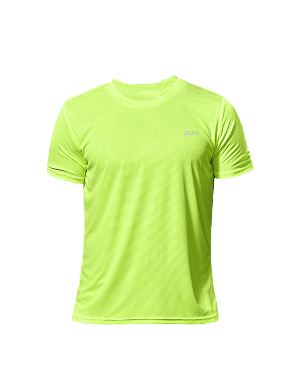 Neon yellow quick dry compression running shirt for men's fitness and gym sportswear.