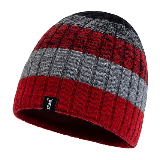 Unisex JZML Letter Label Decor Beanie Hat Casual Colorful Stripes Winter Knitted Hat Daily Life And Outdoor Ski Sports Cap