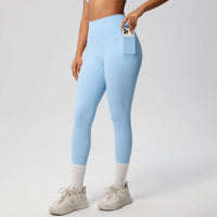 High Waist Women's Leggings Stretch Yoga Pants Tights With Pockets Push Up Fitness Running Sportswear Solid Color Pants