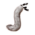 Grey and white faux fur fox tail cosplay prop for Halloween and anime costumes