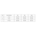 Size chart for Mandotos International girl's flapper dance dress including bust and waist measurements.