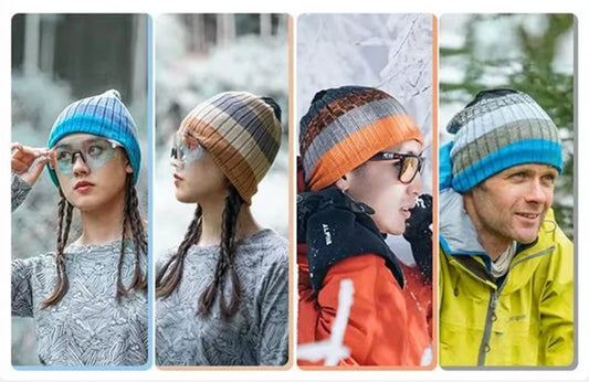 Unisex JZML Letter Label Decor Beanie Hat Casual Colorful Stripes Winter Knitted Hat Daily Life And Outdoor Ski Sports Cap