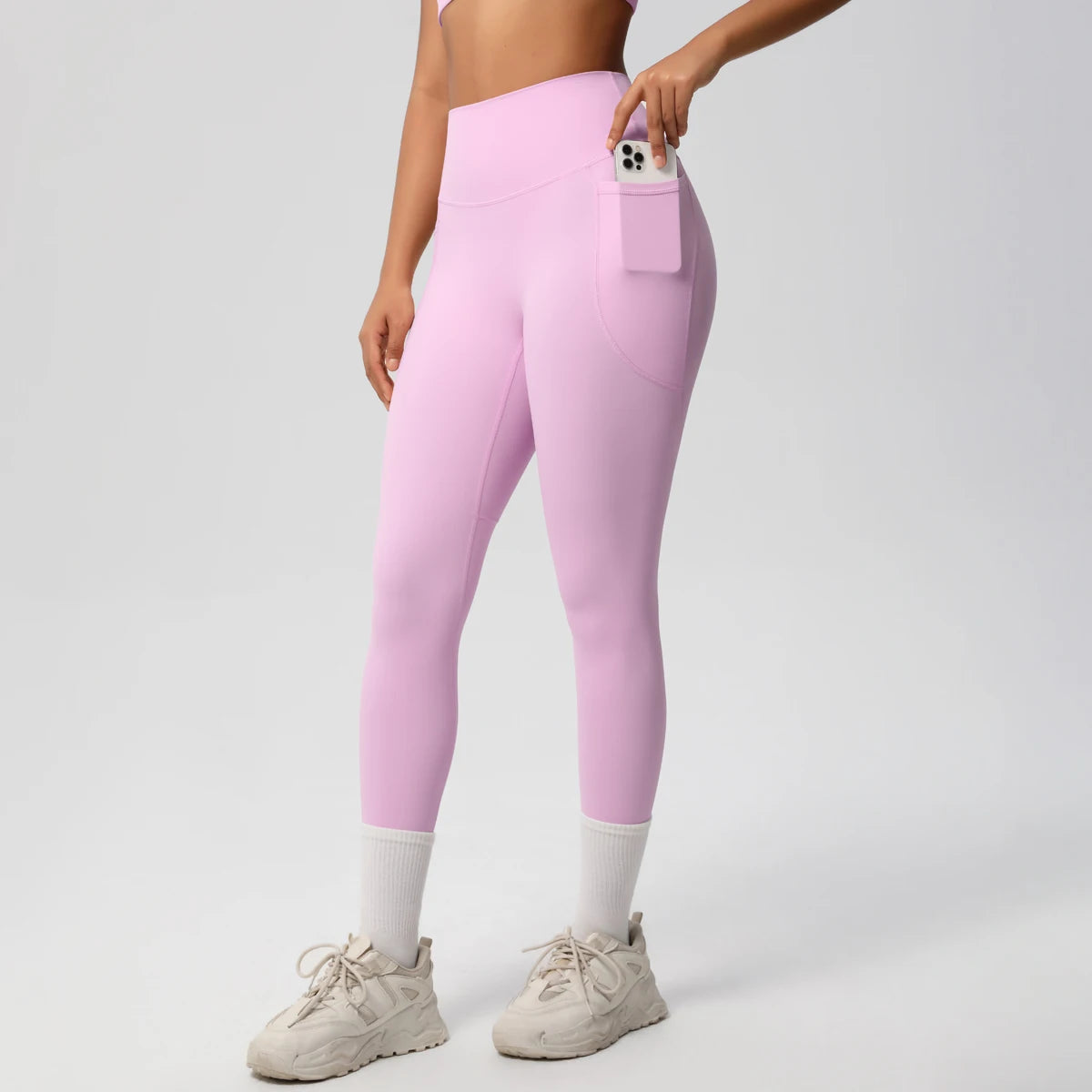 High Waist Women's Leggings Stretch Yoga Pants Tights With Pockets Push Up Fitness Running Sportswear Solid Color Pants
