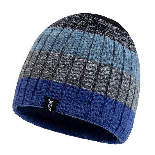 Unisex JZML Letter Label Decor Beanie Hat Casual Colorful Stripes Winter Knitted Hat Daily Life And Outdoor Ski Sports Cap