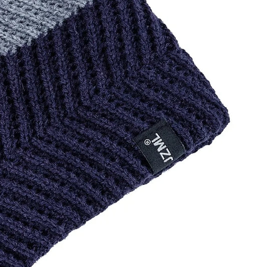 Unisex JZML Letter Label Decor Beanie Hat Casual Colorful Stripes Winter Knitted Hat Daily Life And Outdoor Ski Sports Cap