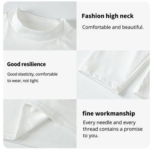 1/3 Pcs Men's White BottoMing Small Turtleneck Shirt In Autumn And Winter Casual Joker Fashion Long Sleeve T-Shirt Teenagers War