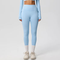 High Waist Women's Leggings Stretch Yoga Pants Tights With Pockets Push Up Fitness Running Sportswear Solid Color Pants