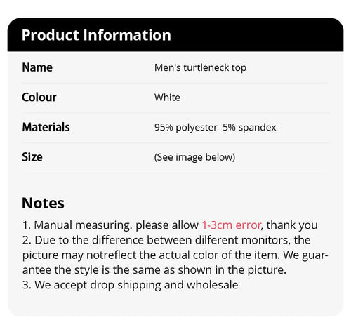 1/3 Pcs Men's White BottoMing Small Turtleneck Shirt In Autumn And Winter Casual Joker Fashion Long Sleeve T-Shirt Teenagers War