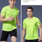 Men's lime green quick dry compression sport t-shirt for running and gym fitness.