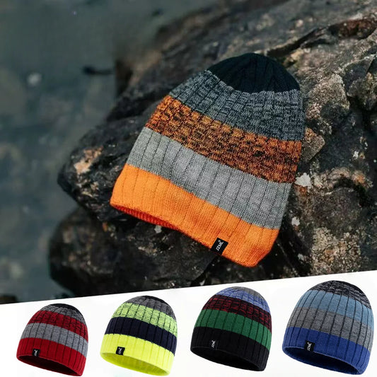Unisex JZML Letter Label Decor Beanie Hat Casual Colorful Stripes Winter Knitted Hat Daily Life And Outdoor Ski Sports Cap