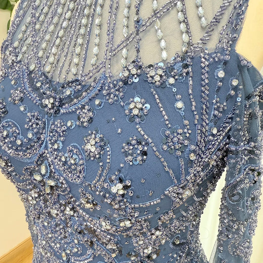 Eshaut&bridal Luxury Beaded Evening Dress Cape Sleeve Dubai Sheer Neck Mermaid Formal Prom Wedding Party Gown Customized 2026