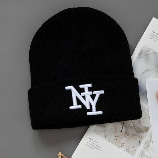 1/2/3pcs Unisex Winter Beanie Hats, Solid Color Knitted Warm Outdoor Caps with Embroidered Hand Washable
