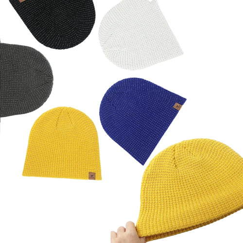 WRELS Winter Knitted Beanie Hats Warm Night Running Reflective Hat Unisex Windproof Ear Protection Cycling Hiking Ski Cap