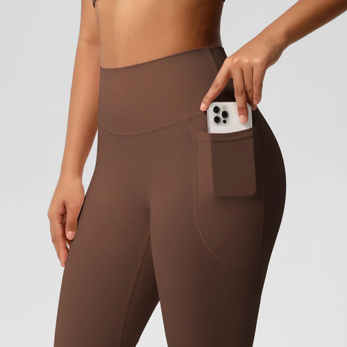 Pantalones Leggings de Mujer de Cintura Alta Elásticos para Yoga Mallas con Bolsillos Push Up Ropa Deportiva para Fitness Running Pantalones de Color Liso