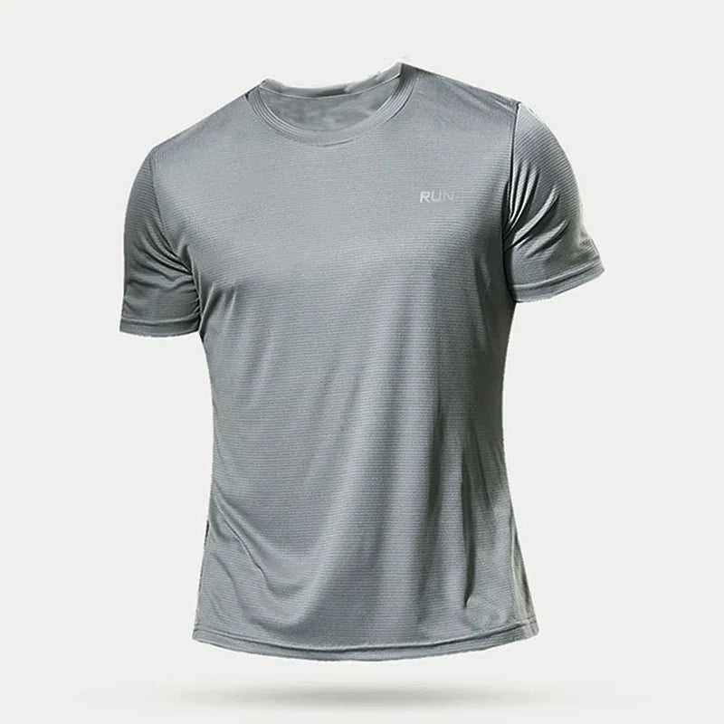 Grey Mandotos International quick dry compression running t-shirt for men's fitness and gym