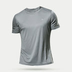 Grey Mandotos International quick dry compression running t-shirt for men's fitness and gym