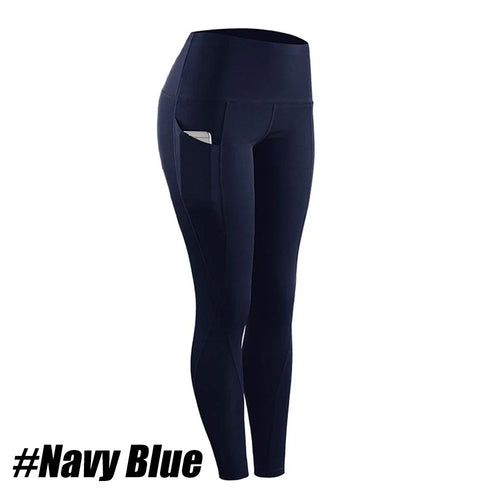 1PC Plus Size Pocket Yoga Pants Women Solid Fitness Sports Leggings High Waist Elastic Gym Tights Female Running Trousers XXXL