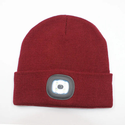 Winter Men Beanie Hat with LED Light Rechargeable Knitted Hat for Woman Cap Night Running Fishing Riding Sports Teenager Beanies