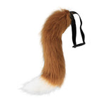 Orange and white faux fur fox tail accessory for anime cosplay and Halloween costumes.