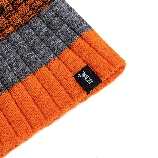 Unisex JZML Letter Label Decor Beanie Hat Casual Colorful Stripes Winter Knitted Hat Daily Life And Outdoor Ski Sports Cap