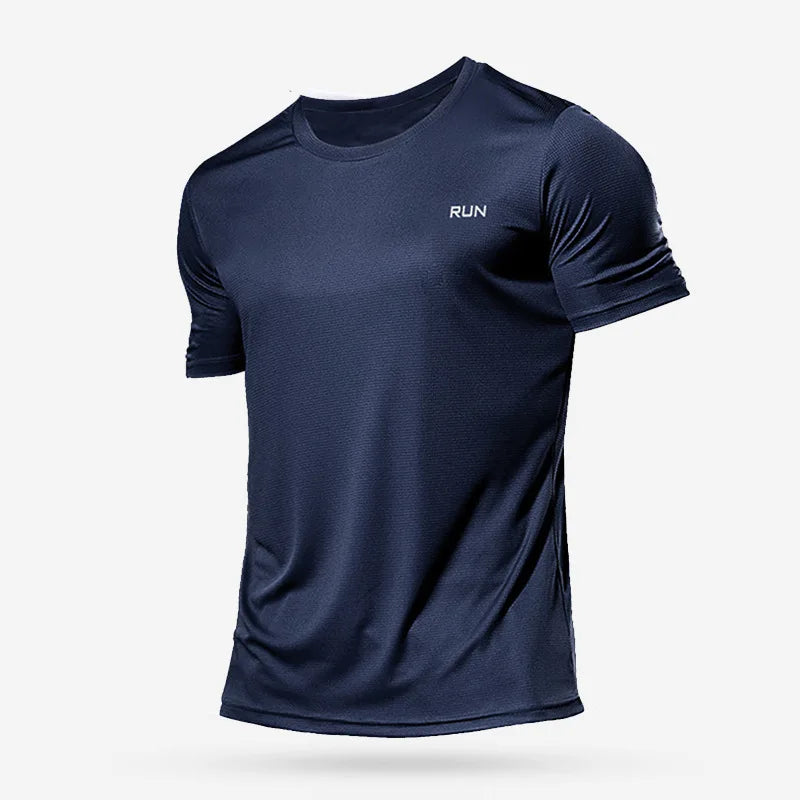 Navy blue Mandotos International quick dry compression running shirt for men