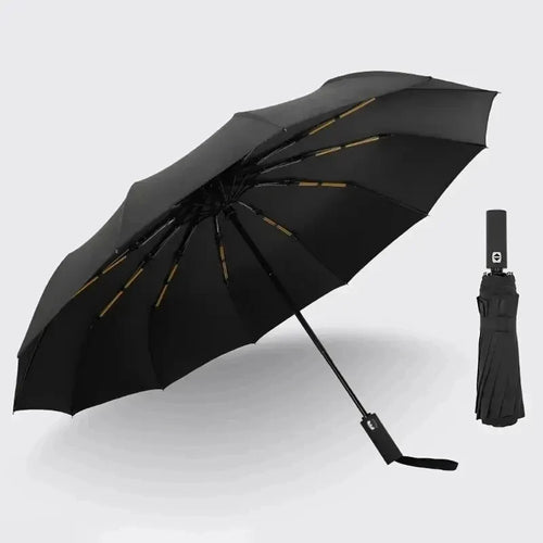 Black Glue Fully Automatic Umbrella - Thick Durable Three-Fold UV Resistant Folding Design for Protection And Style