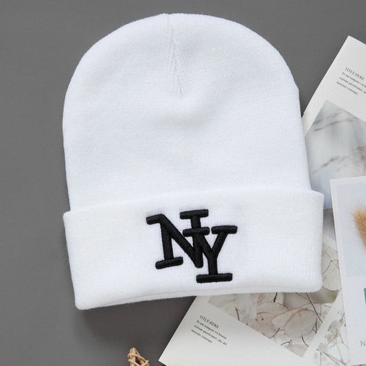 1/2/3pcs Unisex Winter Beanie Hats, Solid Color Knitted Warm Outdoor Caps with Embroidered Hand Washable