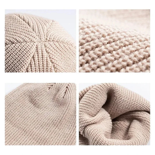 Winter Knitted Hat Warm Outdoor Sport Cold Protection Running Beanie Cap Elastic Thermal Cycling Skull Roll-up Cuffed Cap