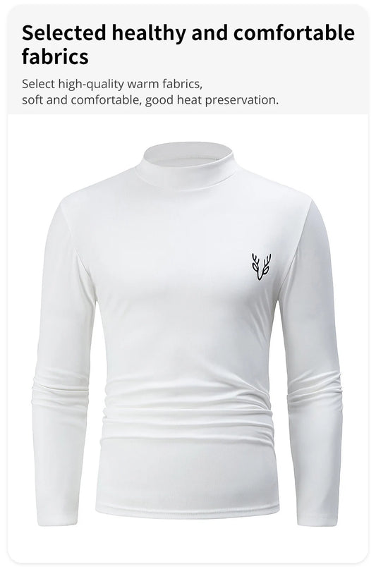 1/3 Pcs Men's White BottoMing Small Turtleneck Shirt In Autumn And Winter Casual Joker Fashion Long Sleeve T-Shirt Teenagers War