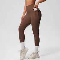 High Waist Women's Leggings Stretch Yoga Pants Tights With Pockets Push Up Fitness Running Sportswear Solid Color Pants