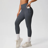 High Waist Women's Leggings Stretch Yoga Pants Tights With Pockets Push Up Fitness Running Sportswear Solid Color Pants