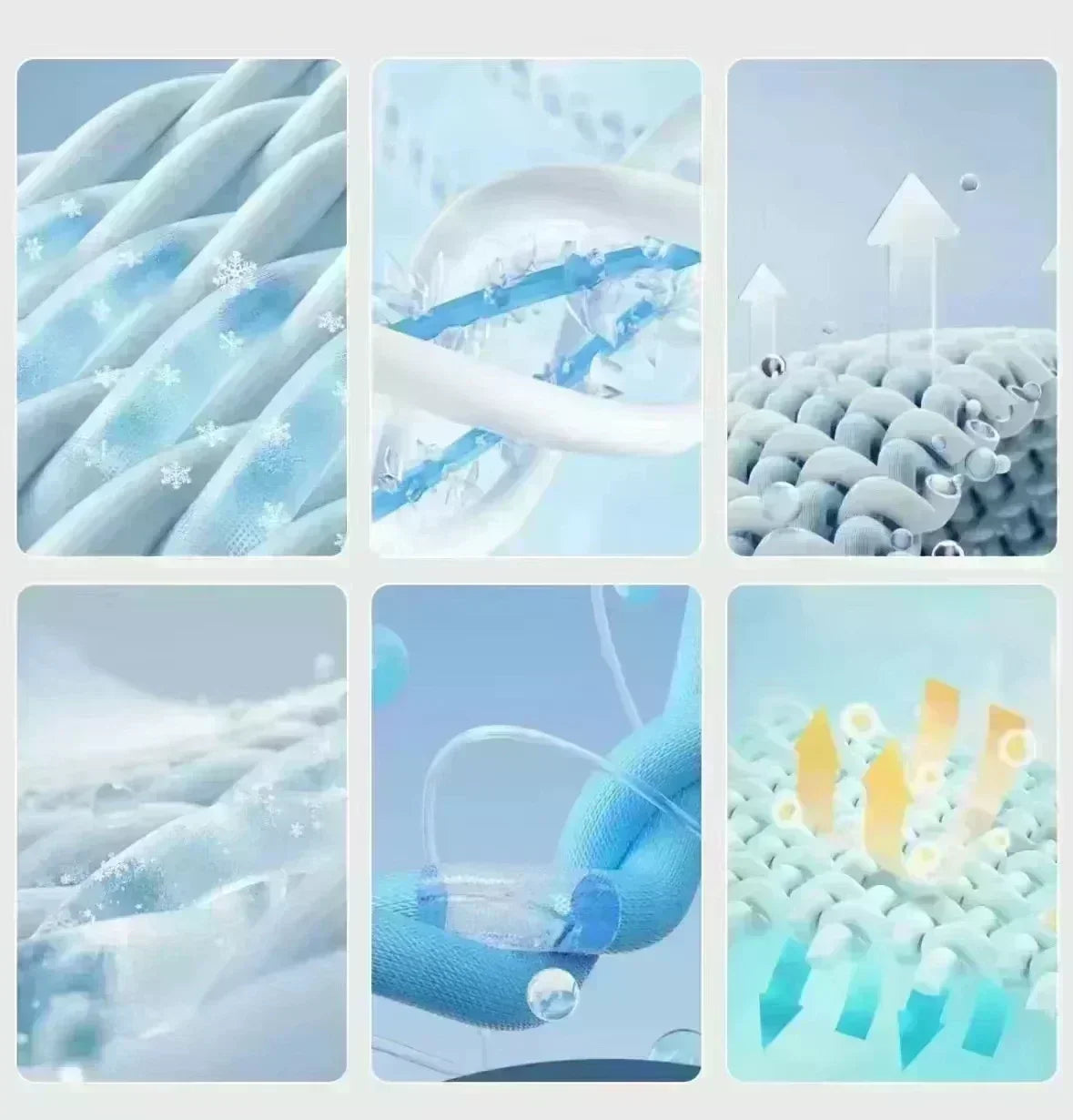 Close-up macro view of breathable, moisture-wicking light blue fabric texture.