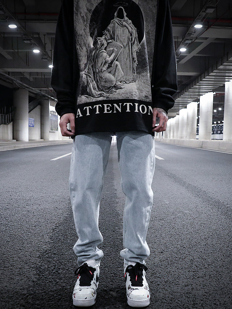 Casual Washed Distressed Jeans
