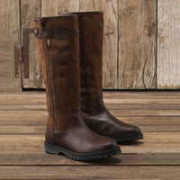 Retro Knee-High Riding Boots | Color-Block PU Upper | Side Zip Equestrian Boot