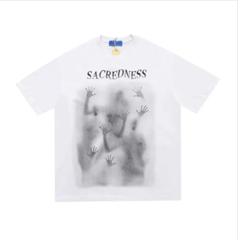 Mandotos International Urban Graffiti Print Tee in white with Sacredness graphic design