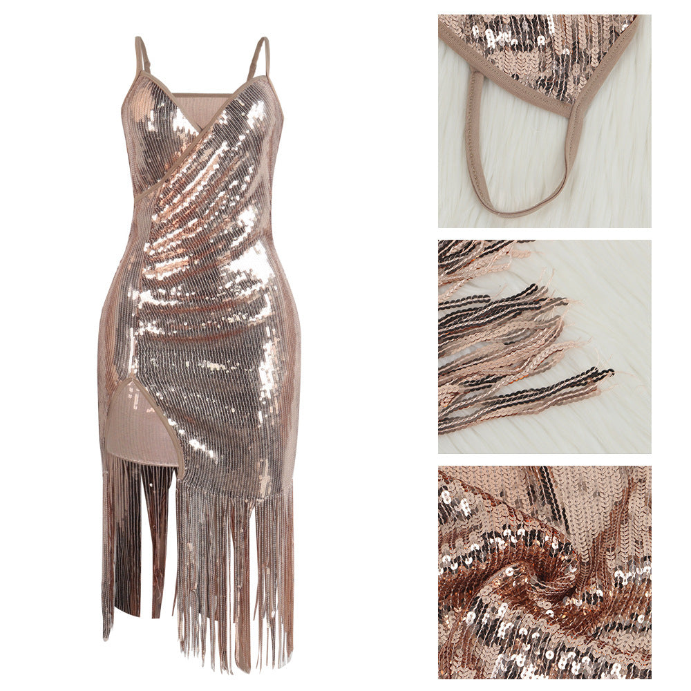 Glamour Nights Sequin Fringe Dress