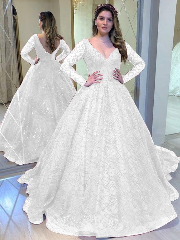 Elegant Sequin V-Neck Gala Dress