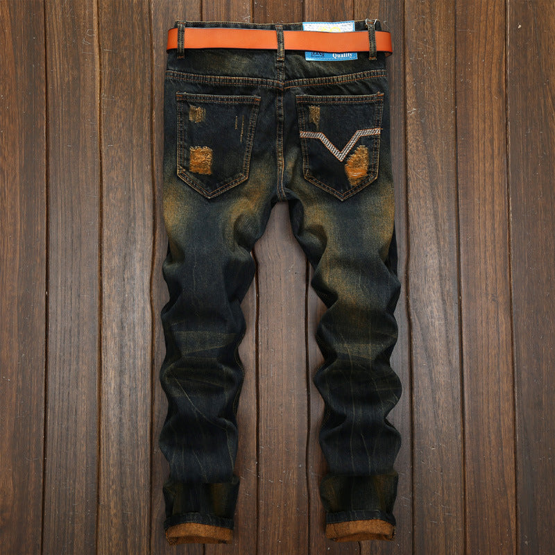 Men's Vintage-Style Distressed Jeans