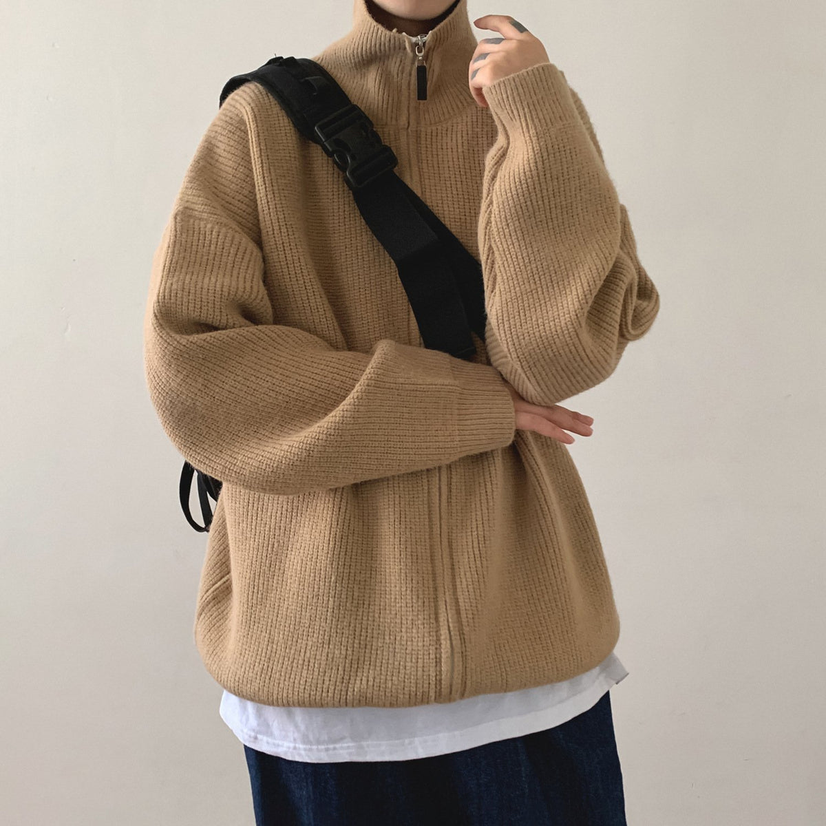 Men's Essential Zip Turtleneck Cardigan