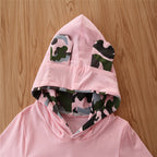 Girls camouflage hooded sweater and pants set from Ancient Energy, suitable for spring and autumn, featuring a cozy design.