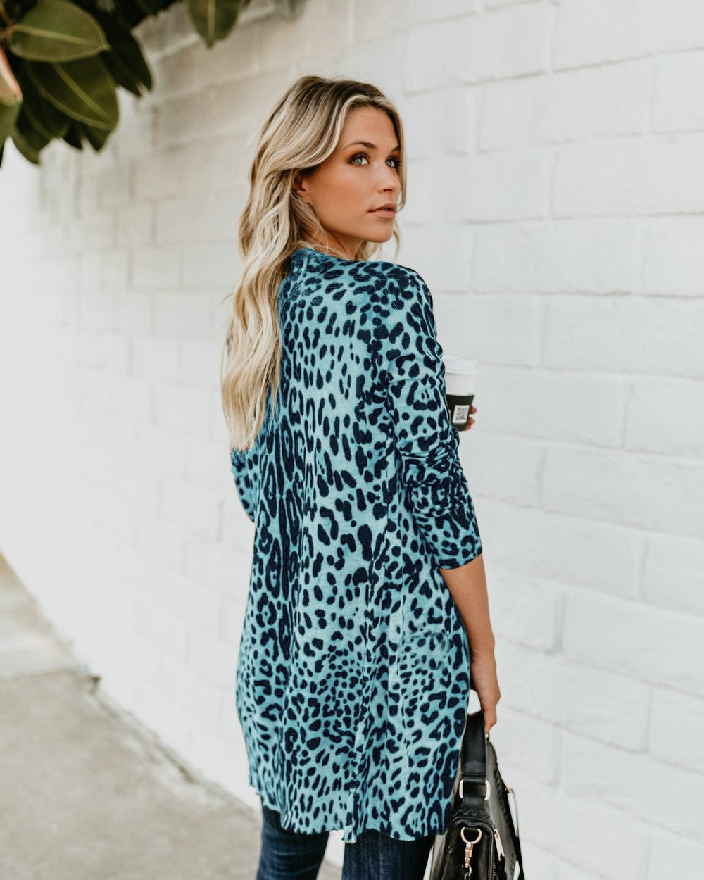 Chic V-neck Leopard Print Jacket