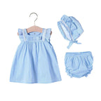 Baby girl dresses and summer suits from Ancient Energy, featuring thin princess-style outfits for infants, shown in light, breathable fabrics.